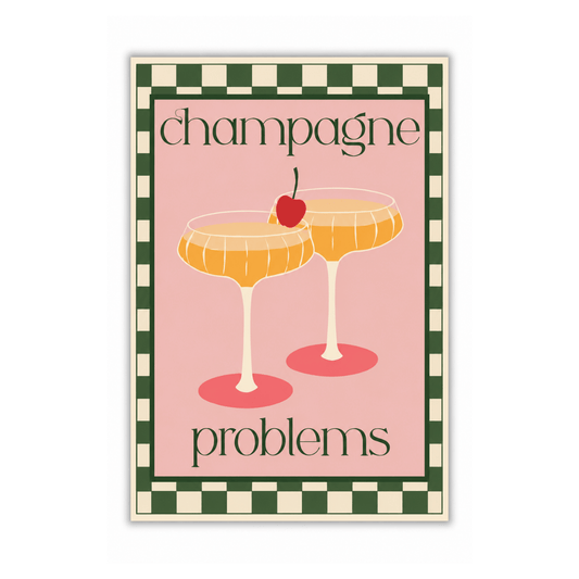 Champagne Problems Retro Cocktail Canvas Print