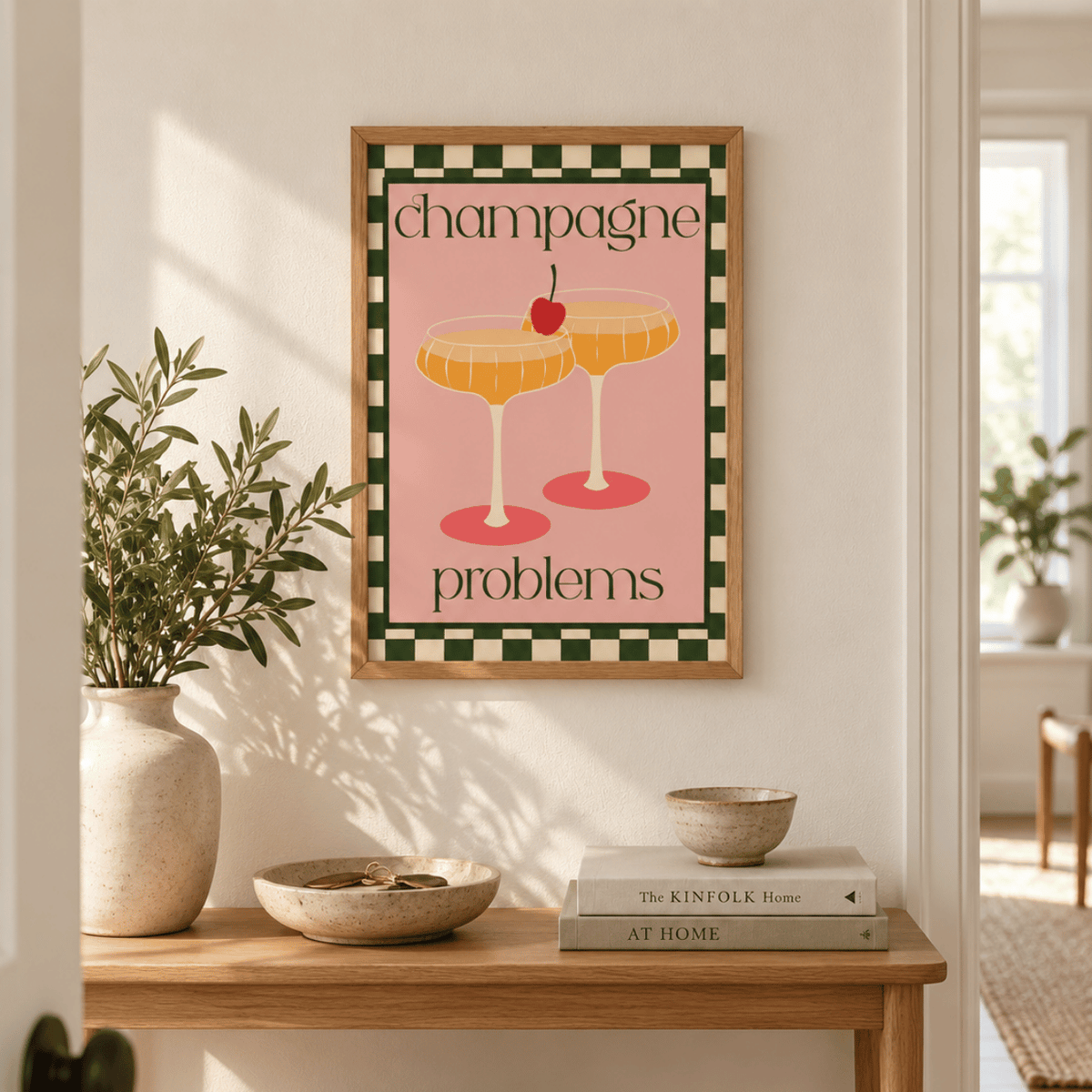 Champagne Problems Retro Cocktail Canvas Print