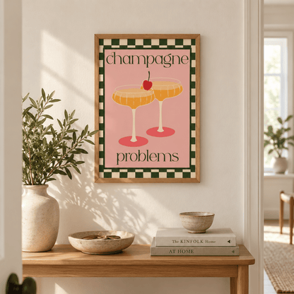 Champagne Problems Retro Cocktail Canvas Print