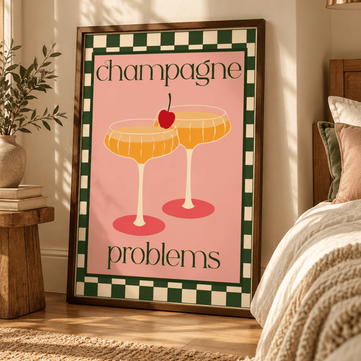 Champagne Problems Retro Cocktail Canvas Print