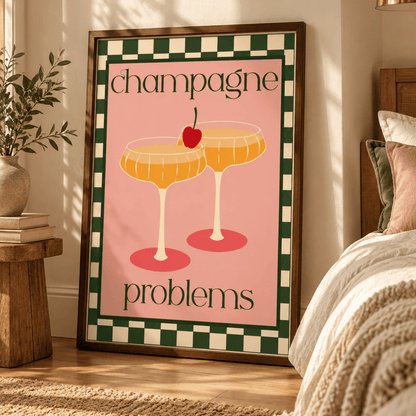 Champagne Problems Retro Cocktail Canvas Print