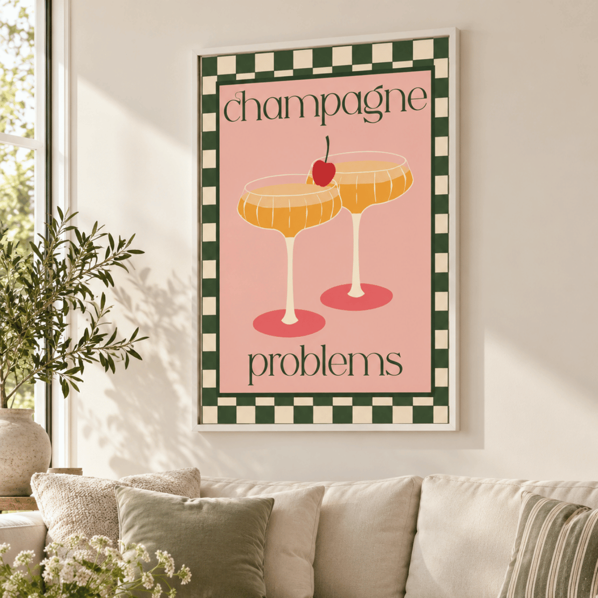 Champagne Problems Retro Cocktail Canvas Print