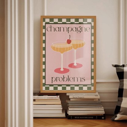 Champagne Problems Retro Cocktail Canvas Print