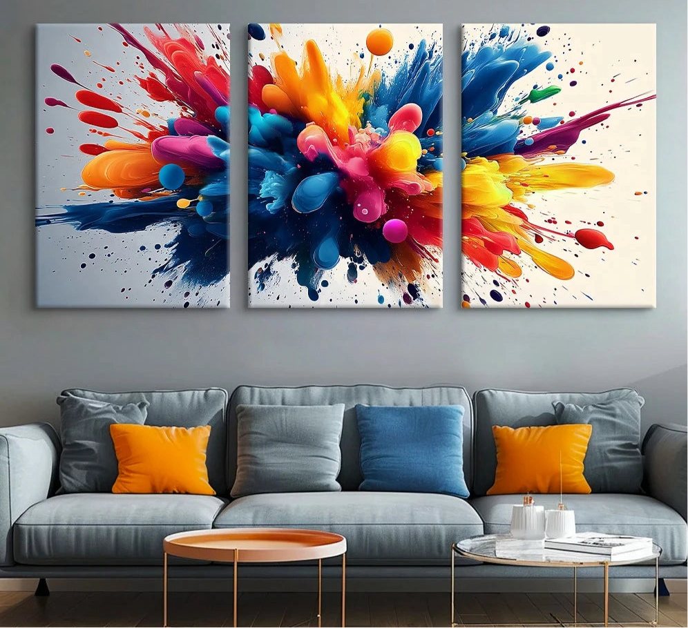 Colourful Smoke Abstract Canvas - Set Of 3