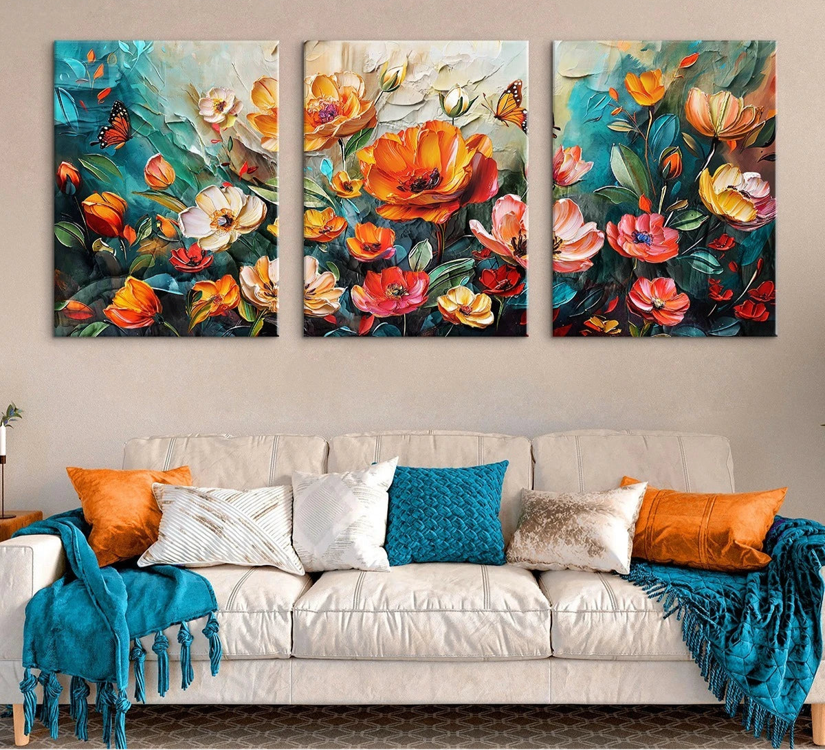 Abstract Flower Canvas - Set Of 3