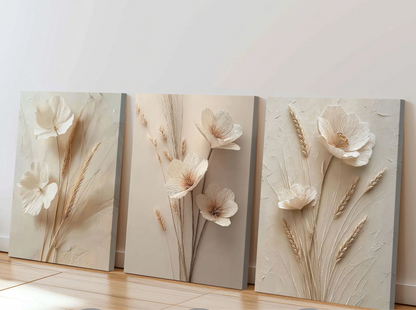 Scandinavian Beige Botanical Canvas