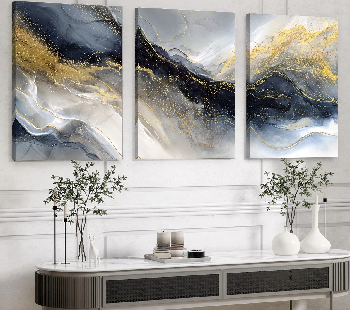 Abstract Brushstroke Texture Canvas - Set Of 3