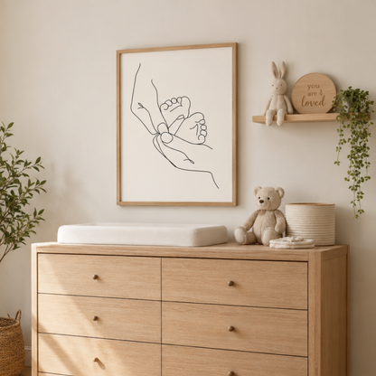 Held Close Baby Feet Line Art Canvas Print