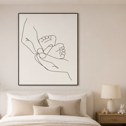 Held Close Baby Feet Line Art Canvas Print