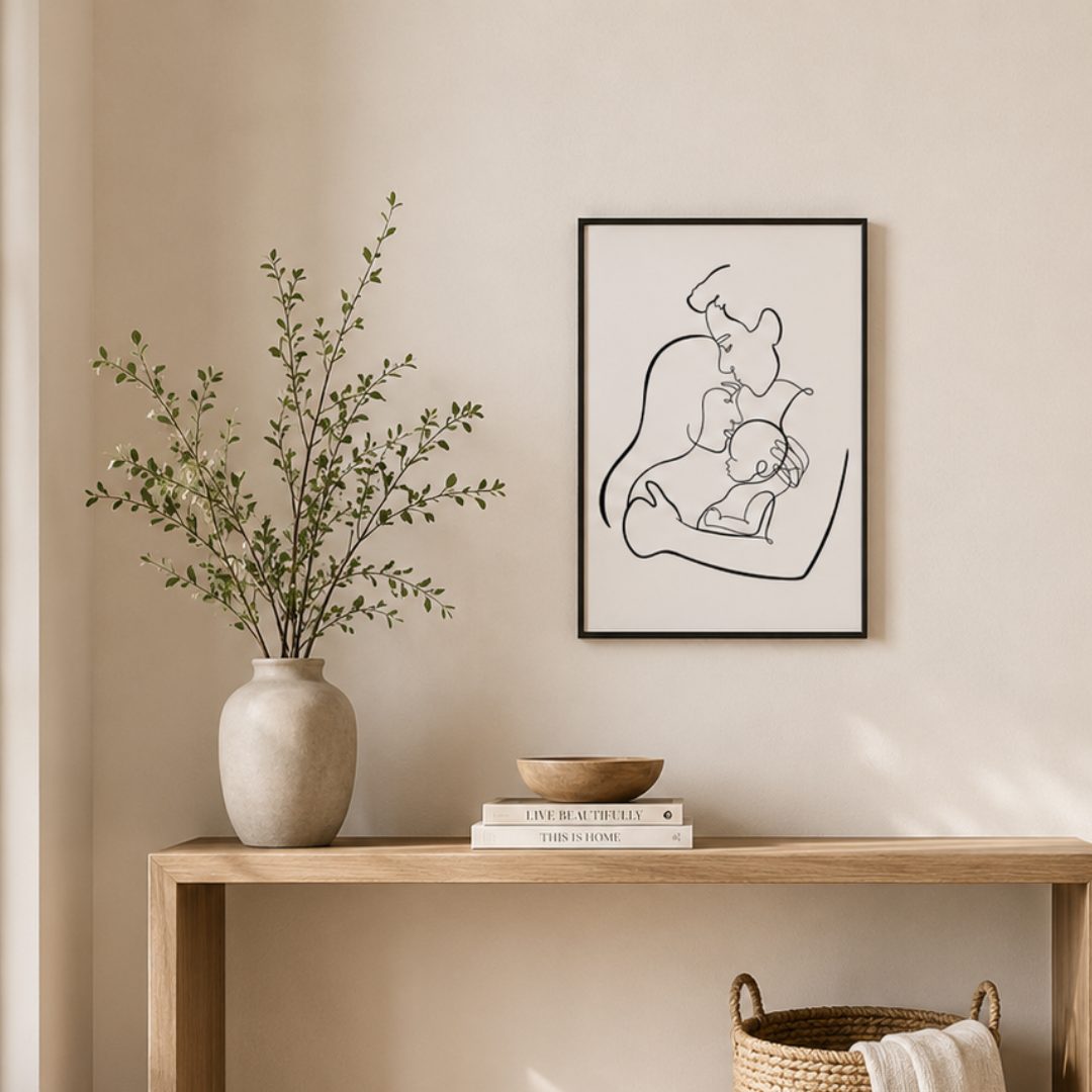 Our Little World Family Line Art Canvas Print