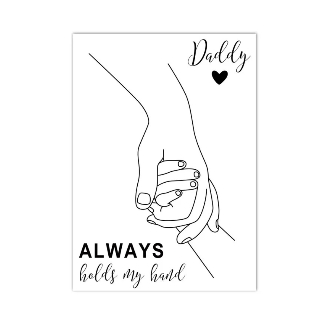 Daddy Always Holds My Hand Line Art Canvas Print