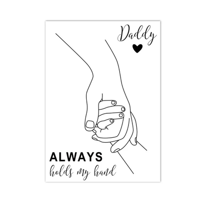 Daddy Always Holds My Hand Line Art Canvas Print