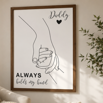 Daddy Always Holds My Hand Line Art Canvas Print