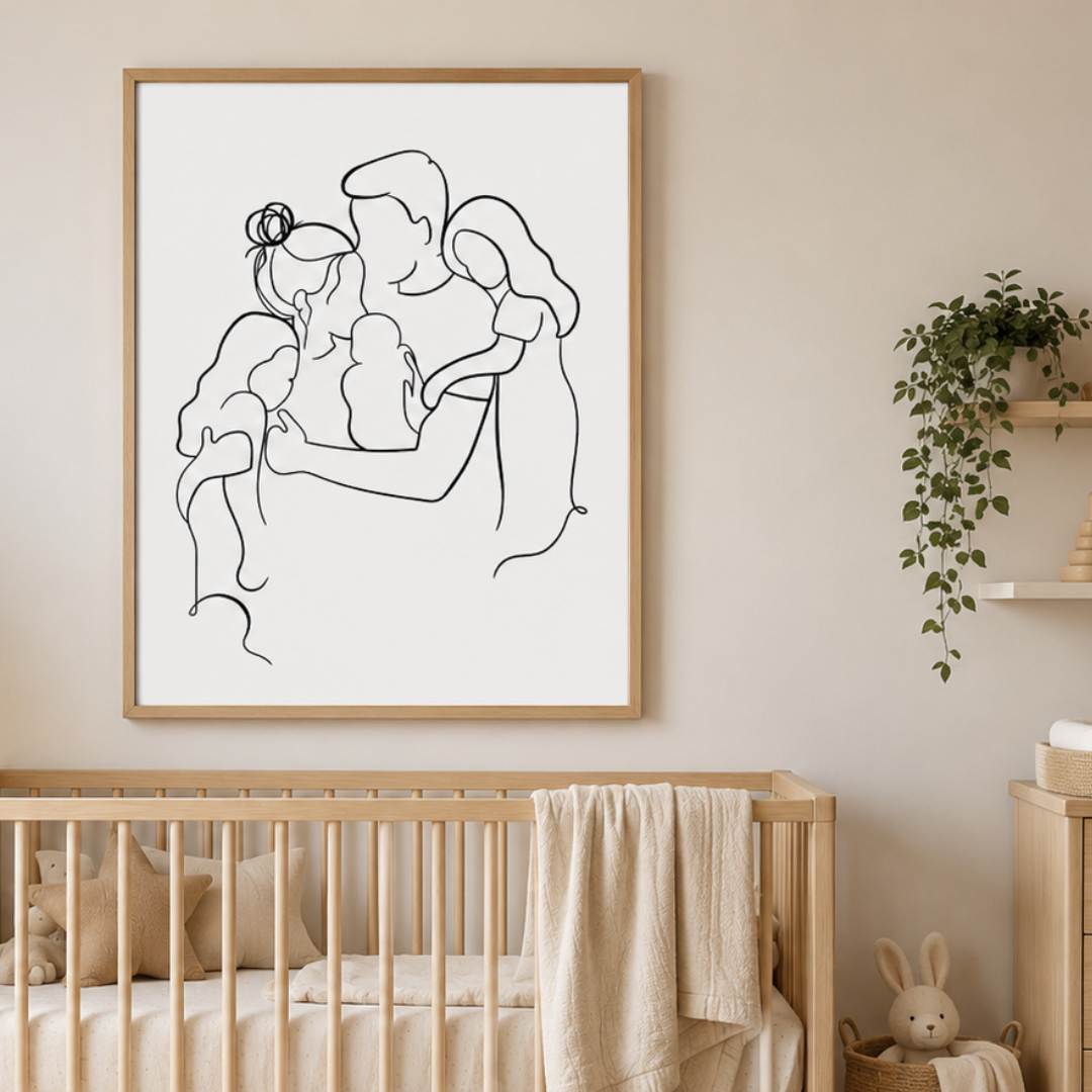 Circle of Love Family Line Art Canvas Print
