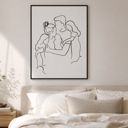 Circle of Love Family Line Art Canvas Print