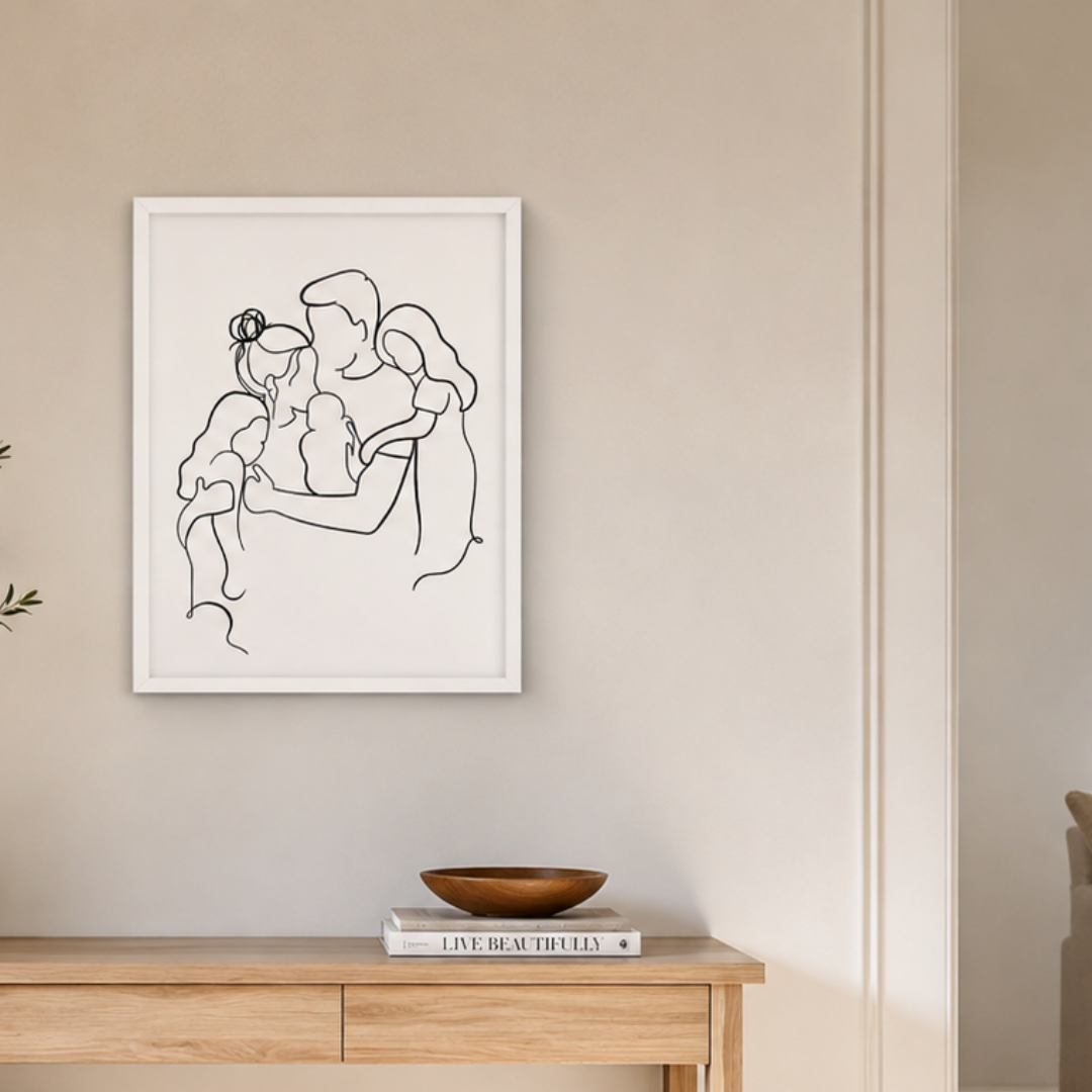 Circle of Love Family Line Art Canvas Print