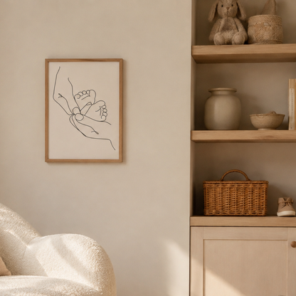 Held Close Baby Feet Line Art Canvas Print