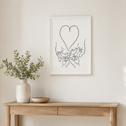 Bound by Love Family Hands Line Art Canvas Print