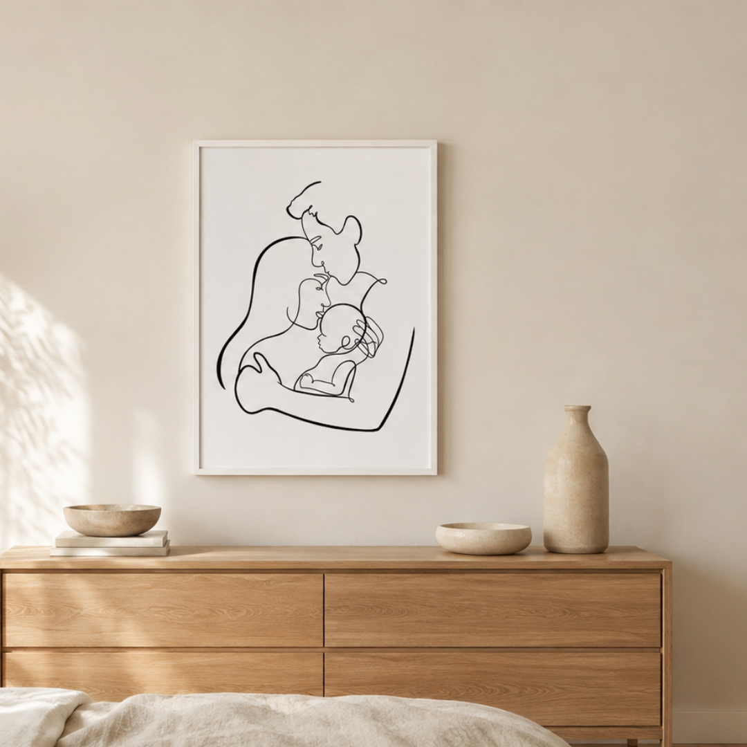 Our Little World Family Line Art Canvas Print