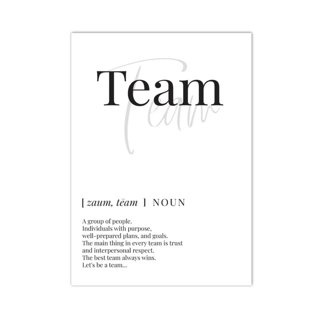 Team Definition Typography Canvas Print