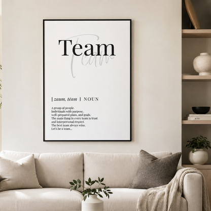Team Definition Typography Canvas Print