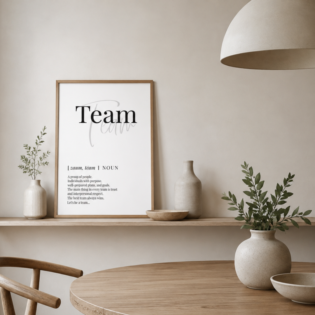Team Definition Typography Canvas Print