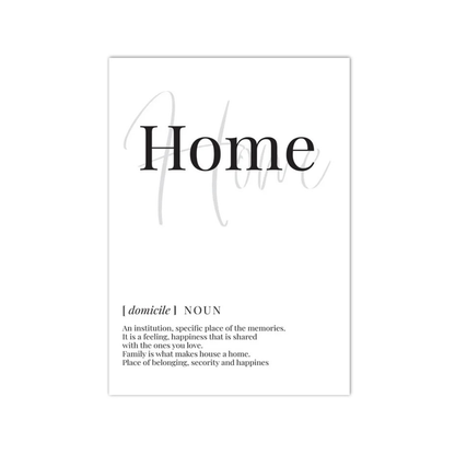 Home Definition Typography Canvas Print