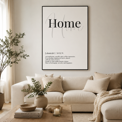 Home Definition Typography Canvas Print