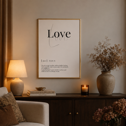 Love Definition Typography Canvas Print