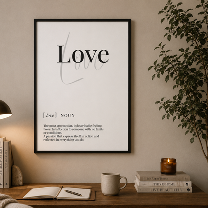 Love Definition Typography Canvas Print