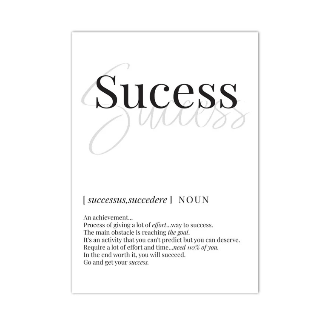 Success Definition Typography Canvas Print