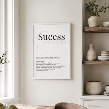 Success Definition Typography Canvas Print