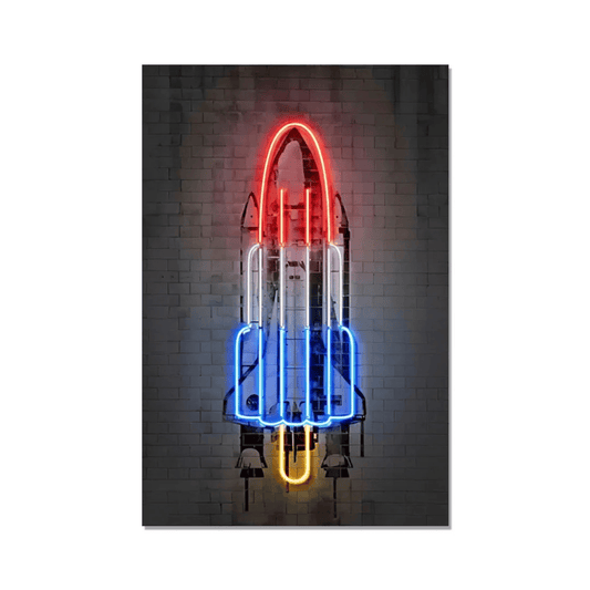 Neon Lift-Off Shuttle Canvas Print