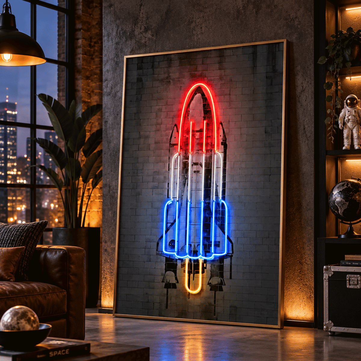 Neon Lift-Off Shuttle Canvas Print