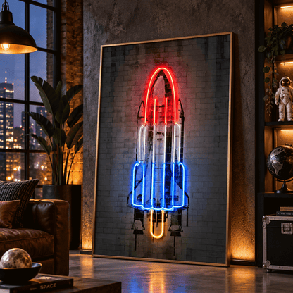 Neon Lift-Off Shuttle Canvas Print