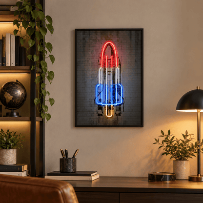 Neon Lift-Off Shuttle Canvas Print