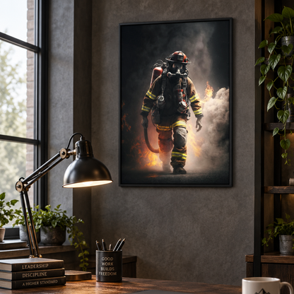 Against the Blaze Firefighter Canvas Print