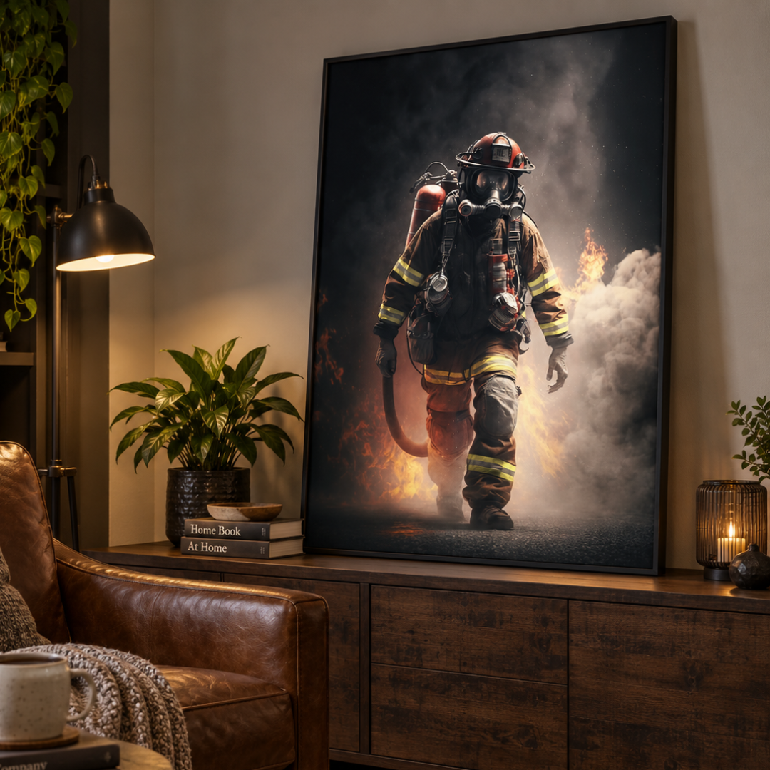 Against the Blaze Firefighter Canvas Print