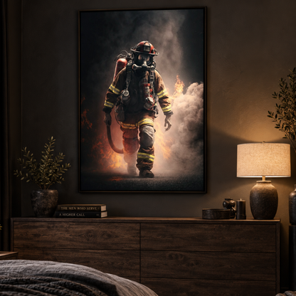 Against the Blaze Firefighter Canvas Print