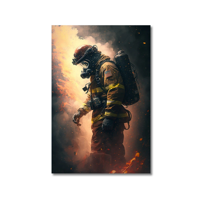 Through the Smoke Firefighter Canvas Print