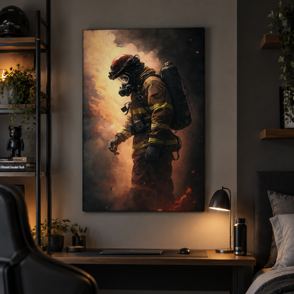 Through the Smoke Firefighter Canvas Print