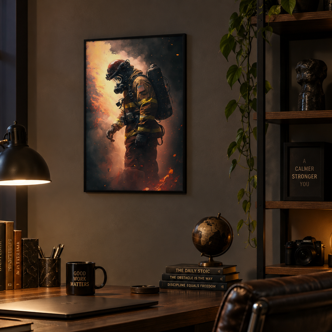 Through the Smoke Firefighter Canvas Print