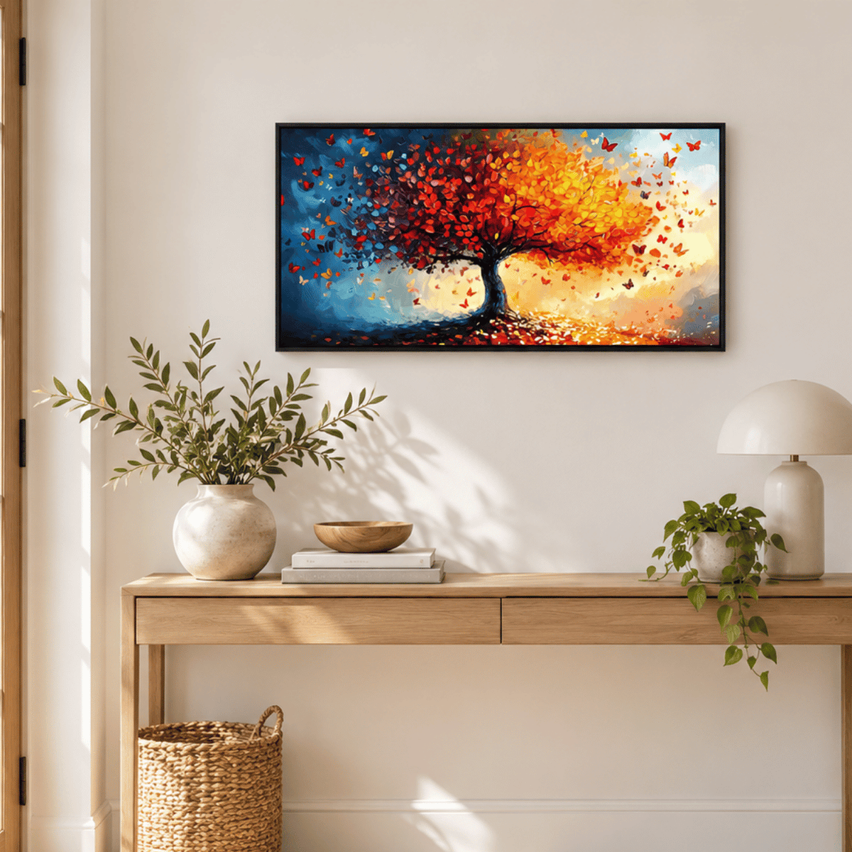 Autumn Ember Butterfly Tree Canvas Print