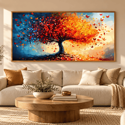 Autumn Ember Butterfly Tree Canvas Print
