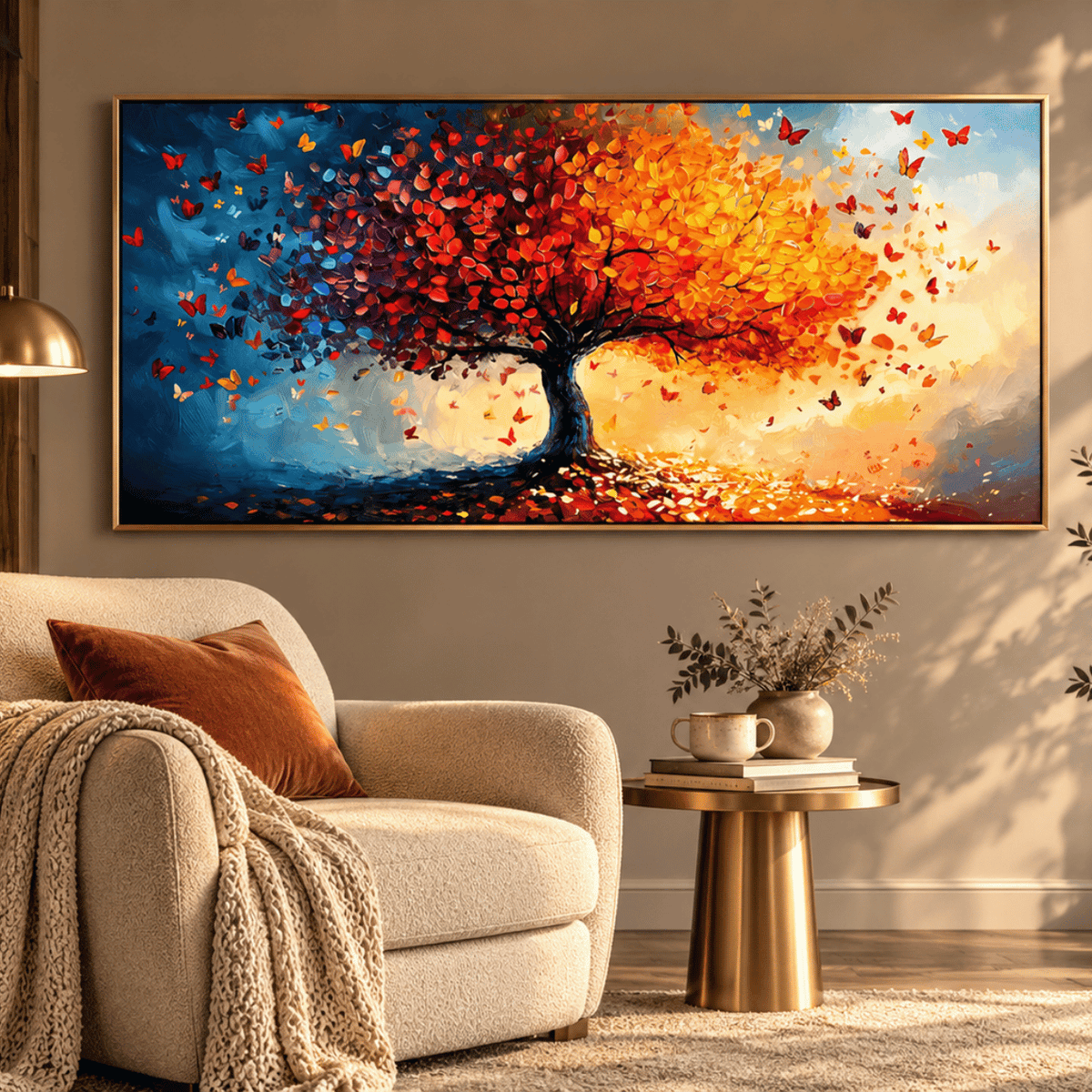 Autumn Ember Butterfly Tree Canvas Print