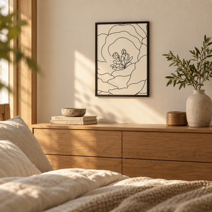 Open Bloom Line Art Canvas Print