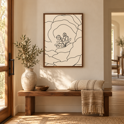 Open Bloom Line Art Canvas Print