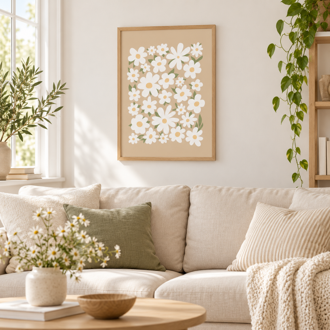 Daisy Meadow Collage Canvas Print