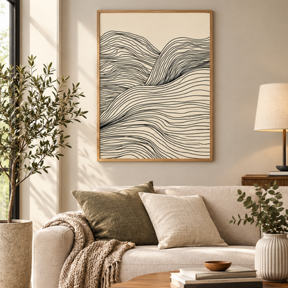 Contour Tide Abstract Canvas Print