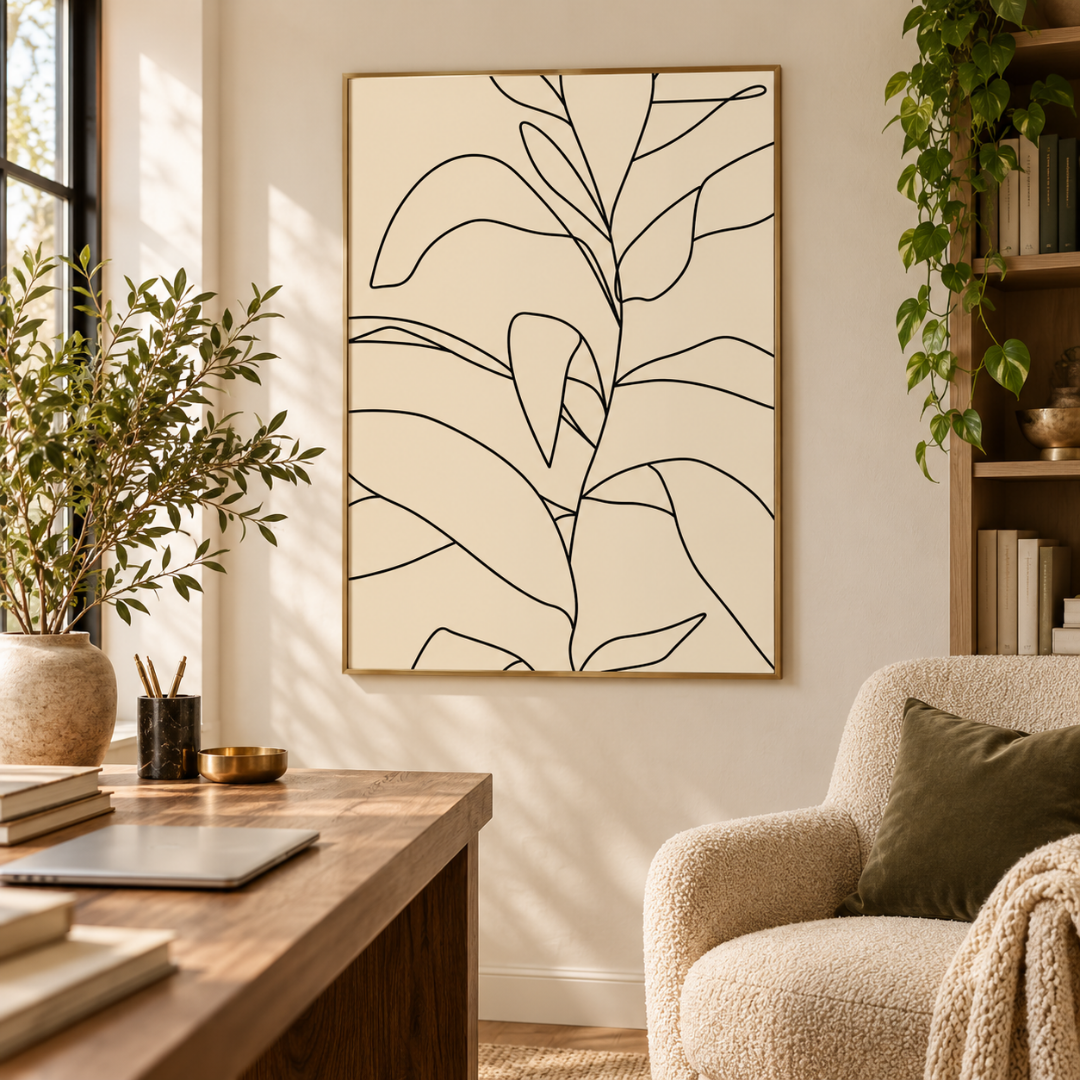 Botanical Rhythm Line Art Canvas Print